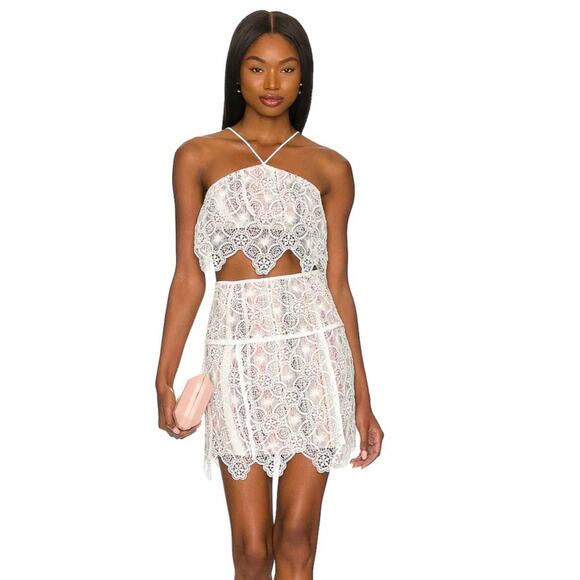 Tularosa Paula Mini Skirt in Ivory Lace NWOT Size Small